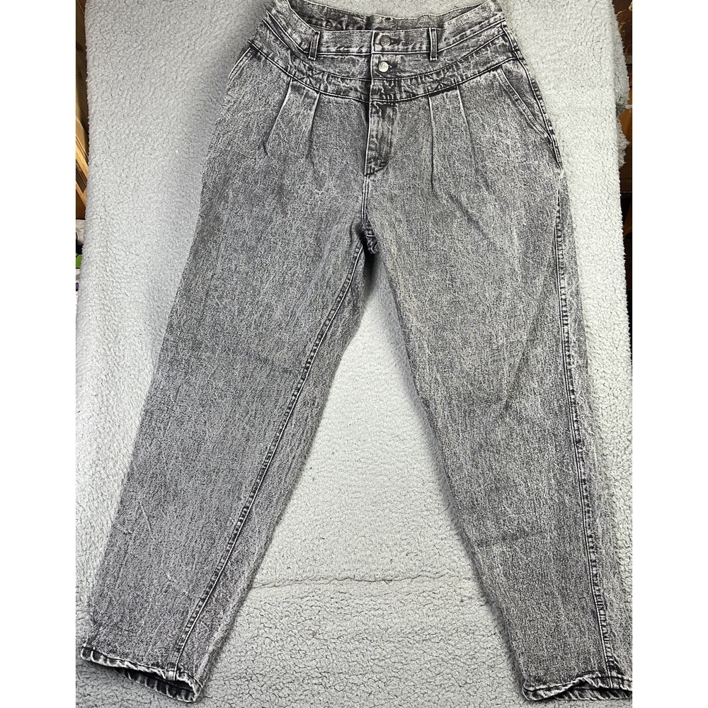 Vintage Lee Jeans Womens 18 Med Black High Rise Tapered Mom High Rise Acid Wash‎